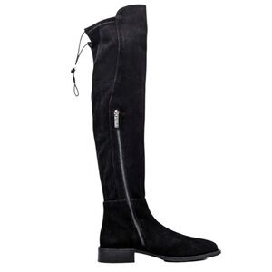 Aquatalia Norina OTK Waterproof Boot Black Stretch Suede Drawcord Women’s 5.5
